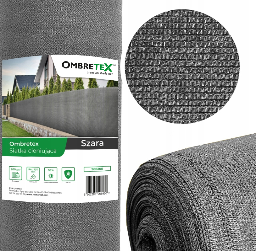SIEŤOVANÁ ŠEDÁ KOROŽKA VETROVÁ ČEPEL NA BACONY NA PLOT 1,7x50m 95%